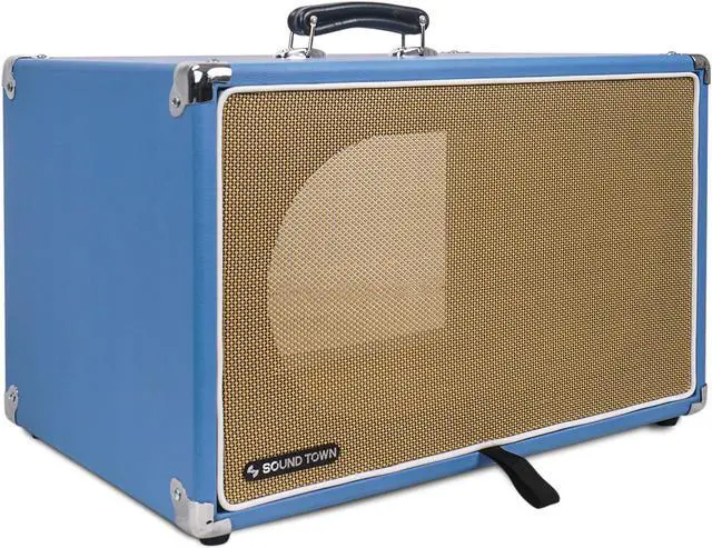 Alt view image 2 of 7 - Sound Town Vintage 6U Amp Rack Case, 12.5" Depth with Rubber Feet, Dust Cover, Kickstand, Beau Blue (STVRC-6BL)