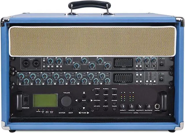 Main image of Sound Town Vintage 6U Amp Rack Case, 12.5" Depth with Rubber Feet, Dust Cover, Kickstand, Beau Blue (STVRC-6BL)