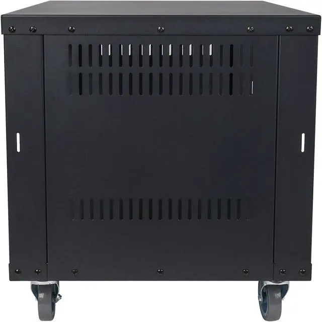 Alt view image 6 of 7 - Sound Town 8U Universal Steel Rack, w/Mesh Doors, Locking Casters, Vented Side Panels for Audio Video, Server and Network Equipment (STRK-M8UWD)
