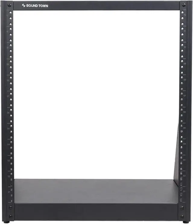 Alt view image 2 of 5 - Sound Town 12U 2-Post Heavy-Duty Open-Frame Rack, for Audio/Video, Network Switches, Servers, UPS Systems (ST2PF-12HD)