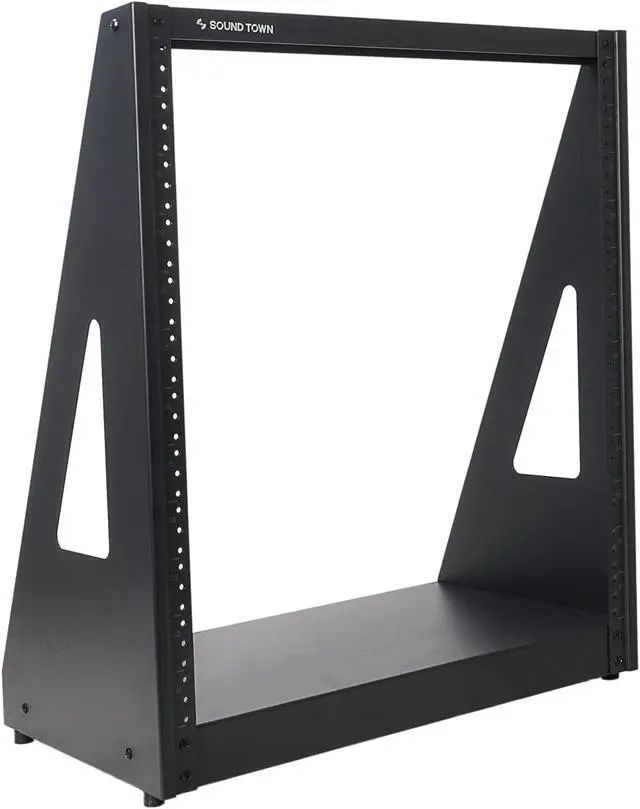 Main image of Sound Town 12U 2-Post Heavy-Duty Open-Frame Rack, for Audio/Video, Network Switches, Servers, UPS Systems (ST2PF-12HD)