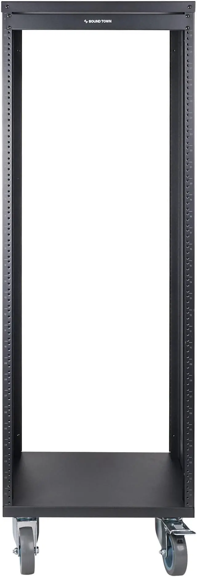 Alt view image 5 of 7 - Sound Town 30U Universal Steel Rack, w/Mesh Doors, Locking Casters, Vented Side Panels for Audio Video, Server and Network Equipment (STRK-M30UWD)