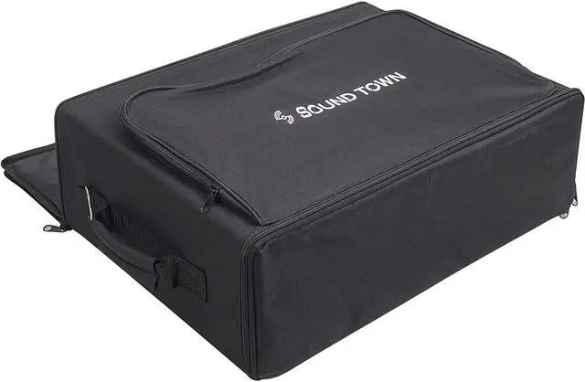 Alt view image 4 of 6 - Sound Town Portable 3U Rack Bag, Soft Rack Case with 14" Rackable Depth, Plywood Rack Frame, Shoulder Strap, Accessory Pocket (STRB-316B)