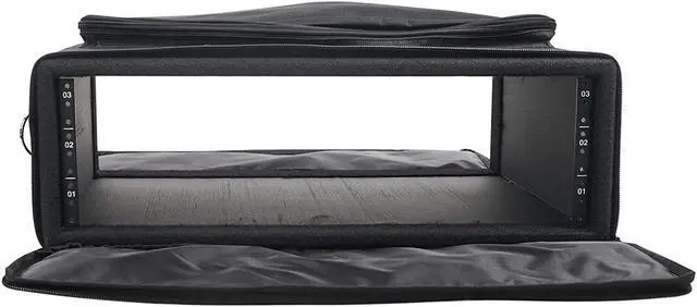 Alt view image 2 of 6 - Sound Town Portable 3U Rack Bag, Soft Rack Case with 14" Rackable Depth, Plywood Rack Frame, Shoulder Strap, Accessory Pocket (STRB-316B)