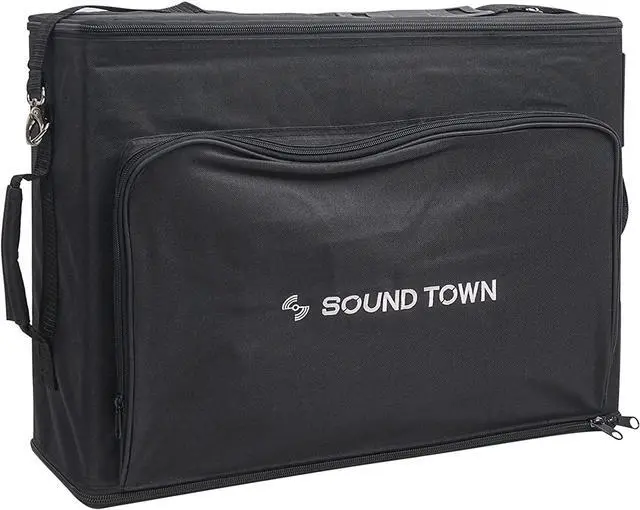 Alt view image 5 of 6 - Sound Town Portable 3U Rack Bag, Soft Rack Case with 14" Rackable Depth, Plywood Rack Frame, Shoulder Strap, Accessory Pocket (STRB-316B)