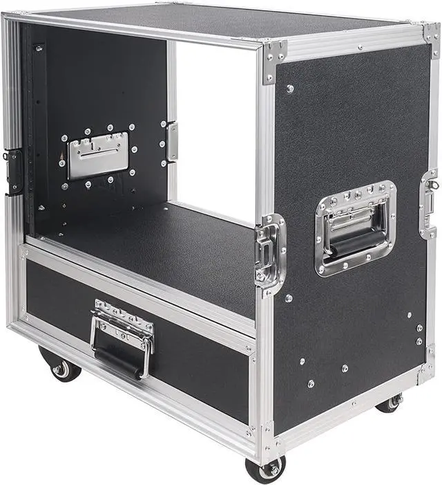 Alt view image 3 of 7 - Sound Town 8U Rack Case with 2U Rack Drawer, Casters, for 19" Amps, Mixers, Microphone Receivers (STRC-8U2DR)