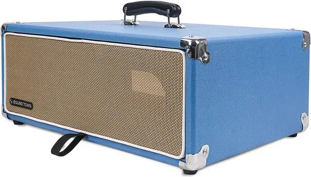 Alt view image 4 of 7 - Sound Town Vintage 3U Amp Rack Case, 12.5" Depth with Rubber Feet, Dust Cover, Kickstand, Beau Blue (STVRC-3BL)