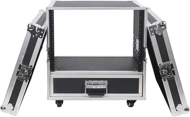 Alt view image 2 of 7 - Sound Town 8U Rack Case with 2U Rack Drawer, Casters, for 19" Amps, Mixers, Microphone Receivers (STRC-8U2DR)