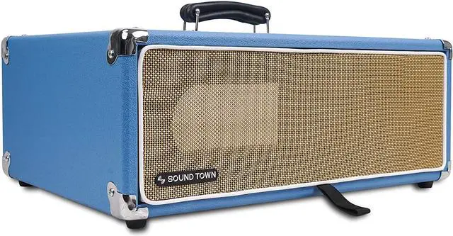 Alt view image 2 of 7 - Sound Town Vintage 3U Amp Rack Case, 12.5" Depth with Rubber Feet, Dust Cover, Kickstand, Beau Blue (STVRC-3BL)