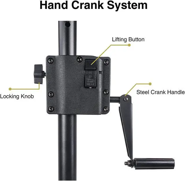 Alt view image 4 of 7 - Sound Town 2-Pack Crank-Up Tripod Speaker Stands, with Carry Bags, Pole-Mount Adapter Brackets, Black (STSDA-78CU-PAIR)