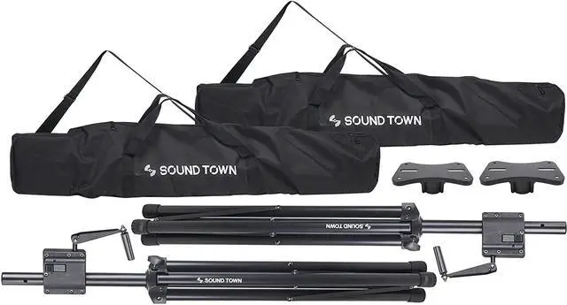 Alt view image 7 of 7 - Sound Town 2-Pack Crank-Up Tripod Speaker Stands, with Carry Bags, Pole-Mount Adapter Brackets, Black (STSDA-78CU-PAIR)