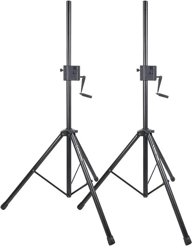 Main image of Sound Town 2-Pack Crank-Up Tripod Speaker Stands, with Carry Bags, Pole-Mount Adapter Brackets, Black (STSDA-78CU-PAIR)
