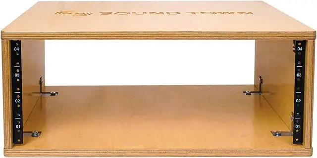 Alt view image 3 of 6 - Sound Town DIY 4U Studio Rack with Baltic Birch Plywood, Golden Oak, Assembly Required (SDRK-Y4)