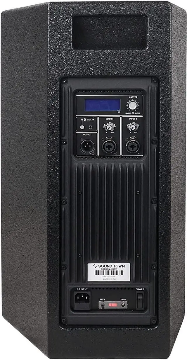 Alt view image 5 of 6 - Sound Town Oberon Series 12" 1200W Powered PA/DJ Speaker with 2-Channel Mixer and Onboard DSP, TWS Bluetooth, Plywood, Black (OBERON-112PW)