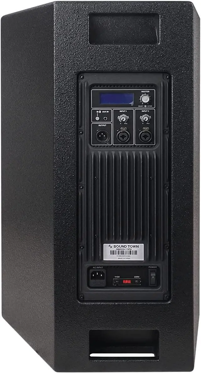 Alt view image 5 of 6 - Sound Town Oberon Series 15" 1400W Powered PA/DJ Speaker with 2-Channel Mixer and Onboard DSP, TWS Bluetooth, Plywood, Black (OBERON-115PW)