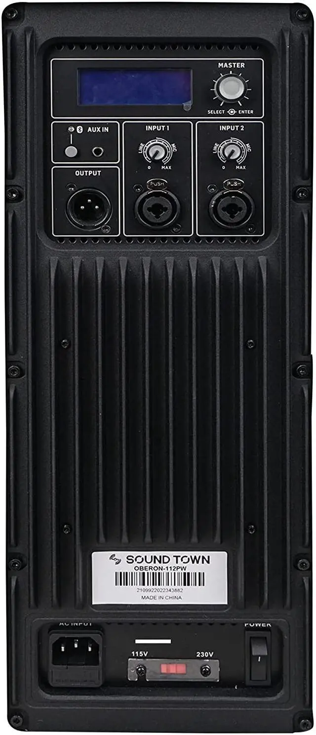 Alt view image 6 of 6 - Sound Town Oberon Series 12" 1200W Powered PA/DJ Speaker with 2-Channel Mixer and Onboard DSP, TWS Bluetooth, Plywood, Black (OBERON-112PW)