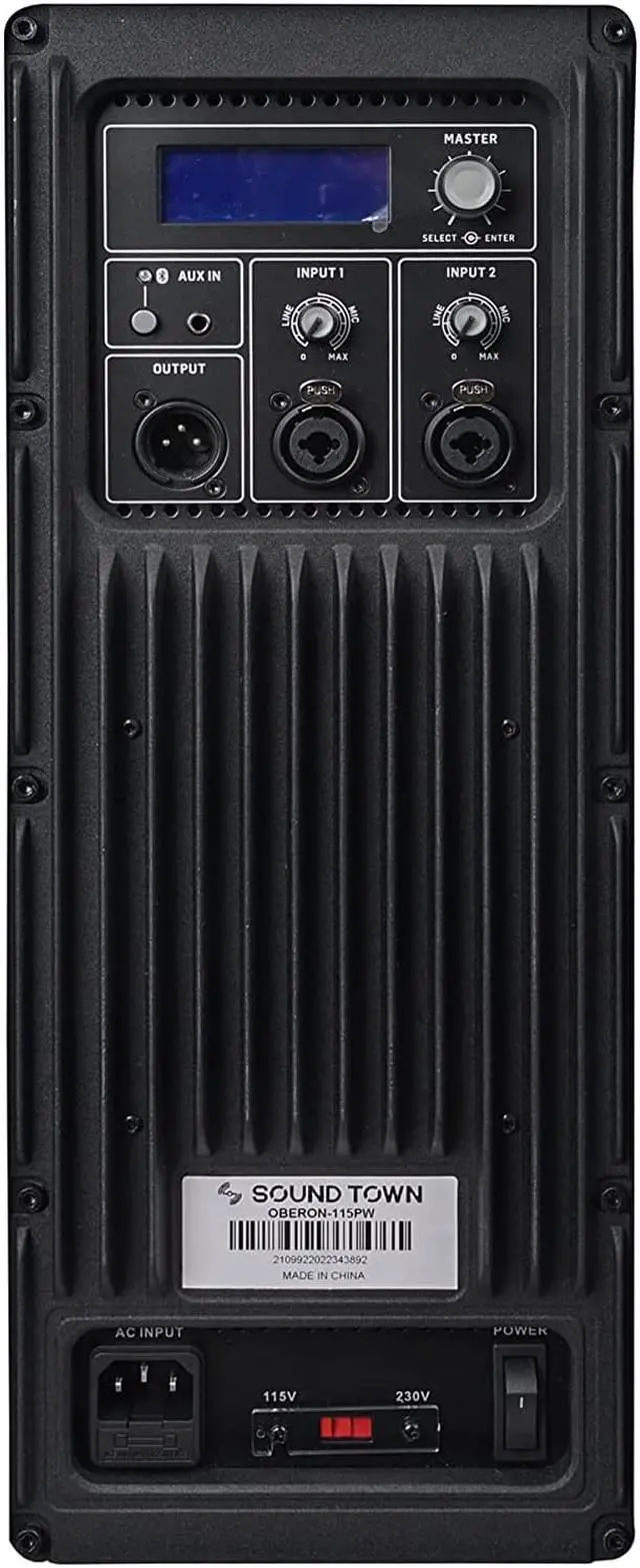 Alt view image 6 of 6 - Sound Town Oberon Series 15" 1400W Powered PA/DJ Speaker with 2-Channel Mixer and Onboard DSP, TWS Bluetooth, Plywood, Black (OBERON-115PW)