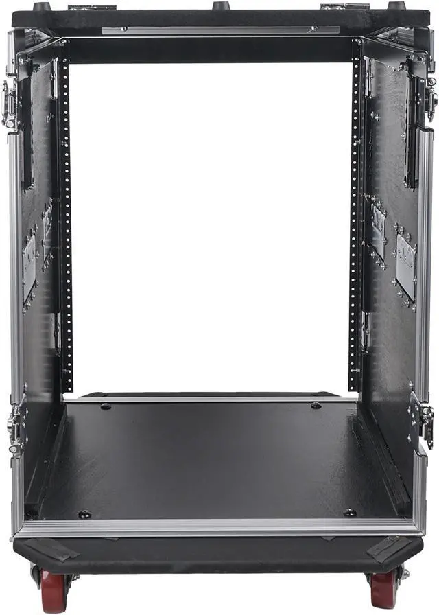 Alt view image 11 of 14 - Sound Town 14-Space PA/DJ Rack/Road ATA Server Case with Slant Mixer Top and Standing Lid Table (STMR-14UWT)