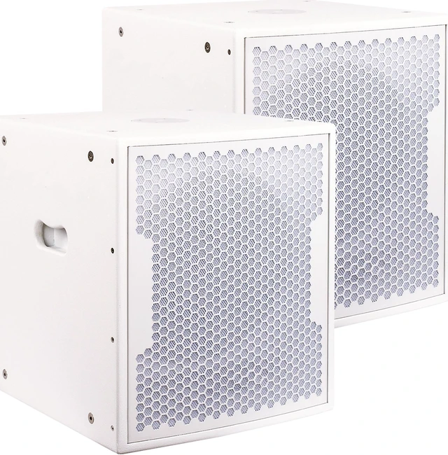 Main image of Sound Town 2-Pack 15" 2000 Watts Powered PA DJ Subwoofers with DSP and Plywood Enclosure, White (CARME-15SWPW-PAIR)