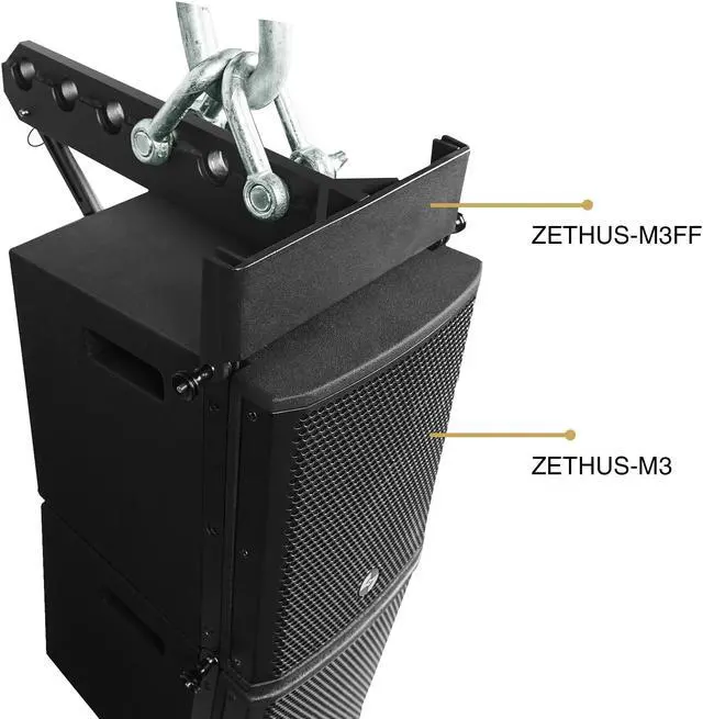 Alt view image 4 of 4 - Sound Town ZETHUS Series Line Array Speaker System with Four Compact 6 x 3 Line Array PA Speakers and One Flying Frame, Black (ZETHUS-M3X4)