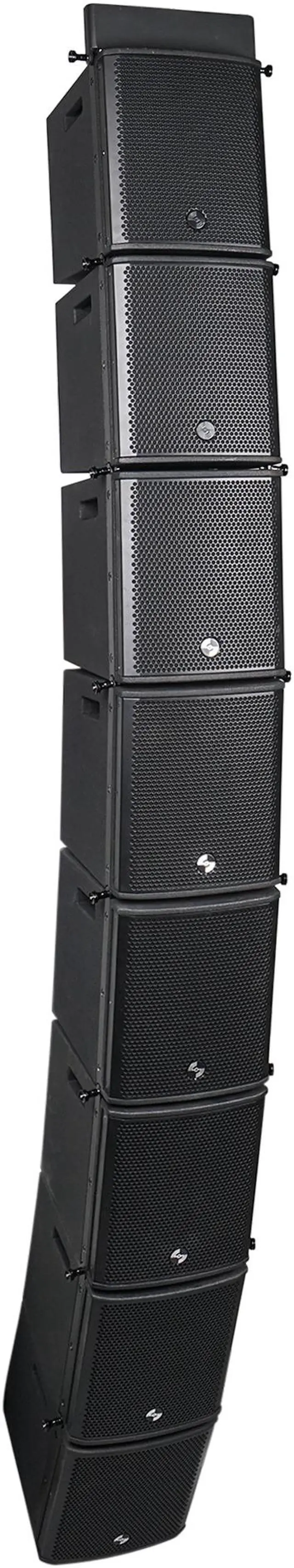 Main image of Sound Town ZETHUS Series Line Array Speaker System with Eight Compact 6 x 3 Line Array PA Speakers and One Flying Frame, Black (ZETHUS-M3X8)