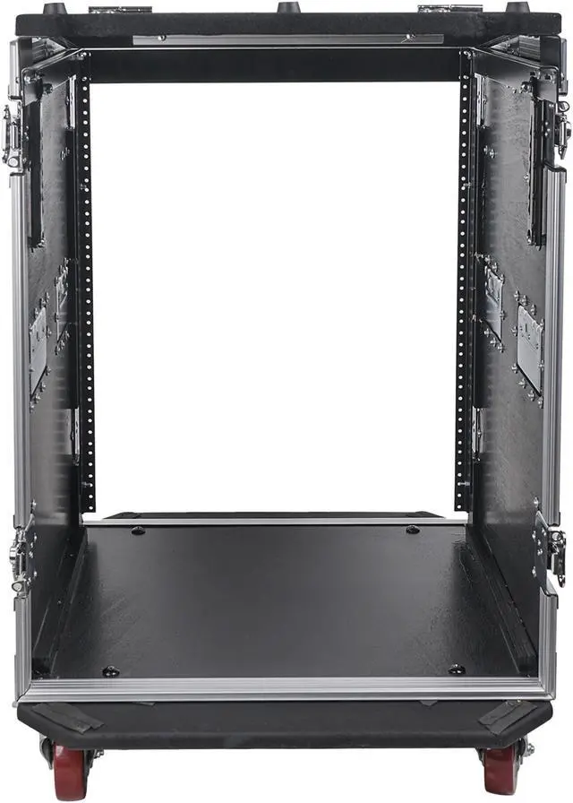 Alt view image 13 of 14 - Sound Town 14U PA DJ Rack/Road Case with 11U Slant Mixer Top, 20’’ Rackable Depth and Casters, 14-Space ATA Case (STMR-14UW)