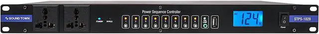 Main image of Sound Town Rack-Mountable AC Power Conditioner / Sequencer with 10 Outlets, Protection, Voltage Display, for Stage, Studio, Home Theater (STPS-1028)