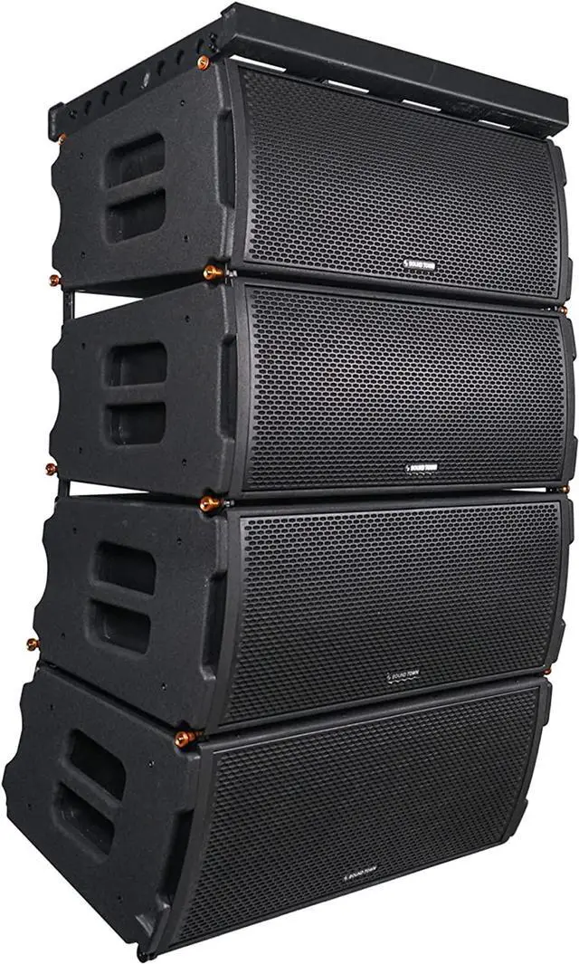 Main image of Sound Town ZETHUS Series Water-Resistant Line Array Speaker System with Four 2 x 10 Line Array Speakers and One Flying Frame, Black (ZETHUS-IP210X4)