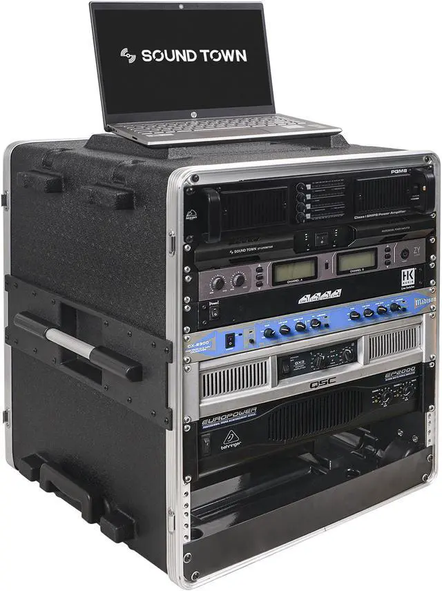 Main image of Sound Town Lightweight 12U PA DJ Rack/Road Case with 11U Rack Space, ABS Construction, 19" Depth, Retractable Handle, Wheels and Heavy-Duty Latches (STRC-A12UT)