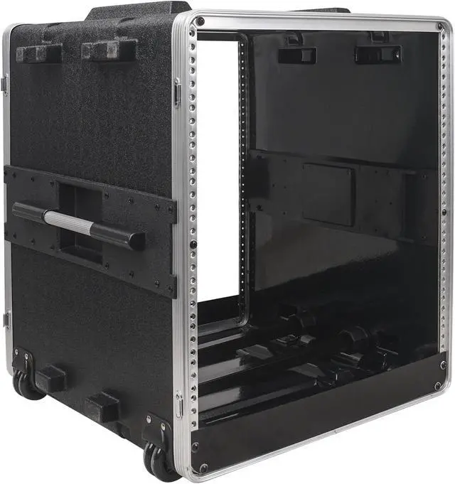 Alt view image 2 of 7 - Sound Town Lightweight 12U PA DJ Rack/Road Case with 11U Rack Space, ABS Construction, 19" Depth, Retractable Handle, Wheels and Heavy-Duty Latches (STRC-A12UT)