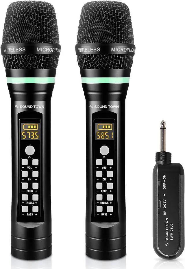 Alt view image 6 of 7 - Sound Town Portable PA/DJ System w/ 8" Powered Subwoofer, One 4 x 2.5 Column Speaker and Two UHF Wireless Microphones (CARPO-L1SWM01)