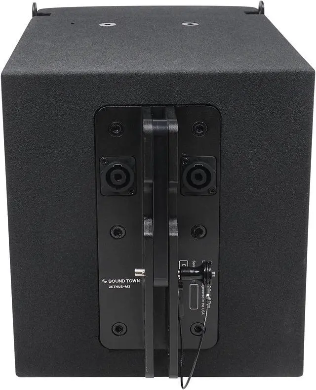 Alt view image 4 of 7 - Sound Town Line Array Speaker System with One 18" Powered Subwoofer w/DSP and Speaker Output, Two 6 x 3 Line Array Speakers, Black (CARME-18M3)