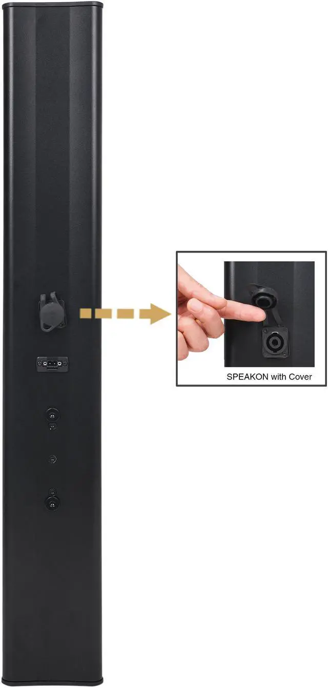 Alt view image 4 of 7 - Sound Town Line Array Column PA/DJ Speaker System with One 18" Powered Subwoofer w/DSP and Speaker Output, One 6 x 3 Line Array Column Speakers, Black (CARME-18M64)