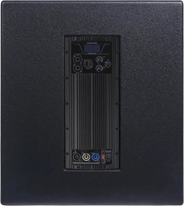 Alt view image 6 of 7 - Sound Town Line Array Column PA/DJ Speaker System with One 18" Powered Subwoofer w/DSP and Speaker Output, One 6 x 3 Line Array Column Speakers, Black (CARME-18M64)