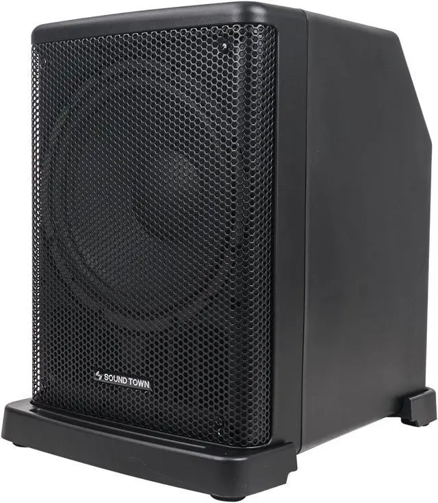 Alt view image 4 of 7 - Sound Town Portable PA/DJ System w/ 12" Powered Subwoofer, 8 x 3 Column Speaker and Two UHF Wireless Microphones (CARPO-L2SWM01)