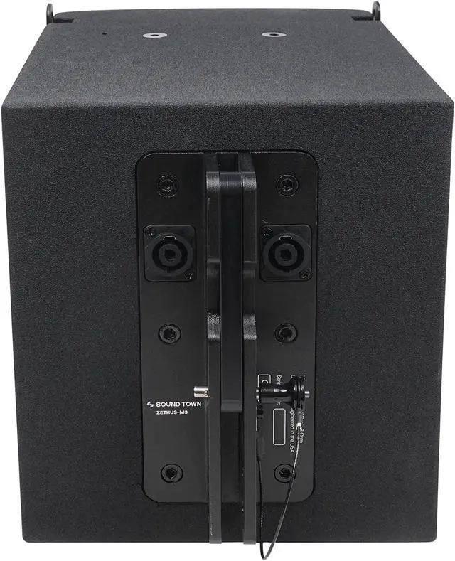 Alt view image 4 of 7 - Sound Town Line Array Speaker System with One 2x8 Powered Subwoofer w/DSP and Speaker Output, Two 6x3 Line Array Speakers, Black (CARME-28M3)