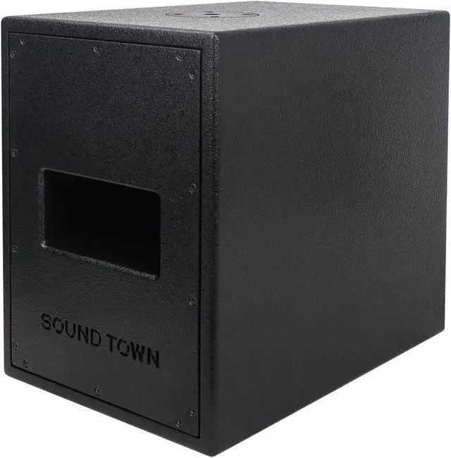 Alt view image 5 of 7 - Sound Town Line Array Speaker System with One 2x8 Powered Subwoofer w/DSP and Speaker Output, Two 6x3 Line Array Speakers, Black (CARME-28M3)