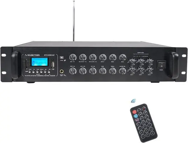 Alt view image 5 of 11 - Sound Town 360 Watts 6-Zone 70V/100V Commercial Power Amplifier with Bluetooth, for Restaurants, Lounges, Bars, Pubs, Schools and Warehouses (STCA360-6Z)