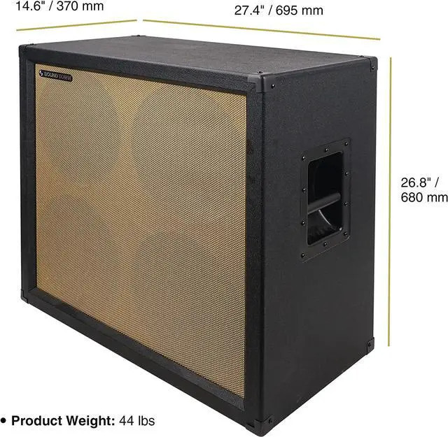 Alt view image 3 of 6 - Sound Town 4x12" Empty Guitar Speaker Cabinet, Birch Plywood, Black, Wheat Cloth Grill, Compatible with Celestion/Eminence Speakers (GUC412BK-EC)