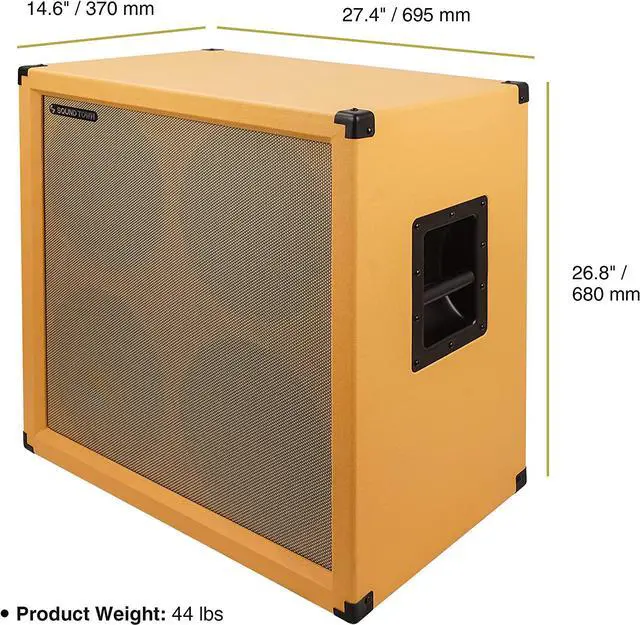 Alt view image 3 of 6 - Sound Town 4x12" Empty Guitar Speaker Cabinet, Birch Plywood, Orange, Wheat Cloth Grill, Compatible with Celestion/Eminence Speakers (GUC412OR-EC)