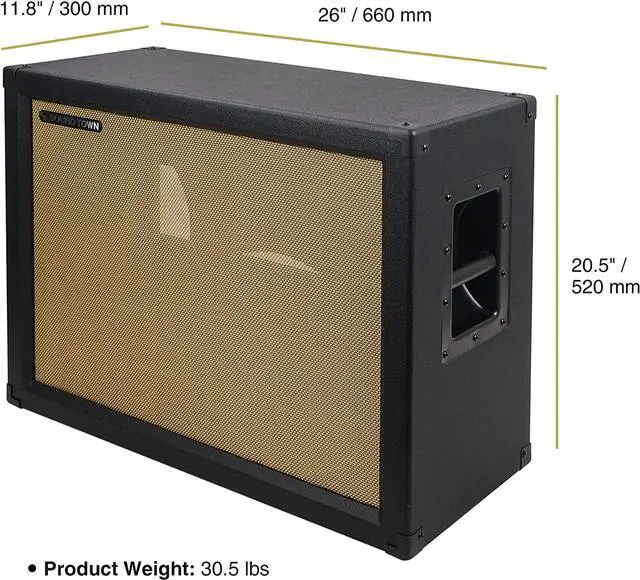 Alt view image 3 of 7 - Sound Town 2x12 Empty Guitar Speaker Cabinet, Birch Plywood, Black, Wheat Cloth Grill, Compatible with Celestion/Eminence Speakers (GUC212OBBK-EC)