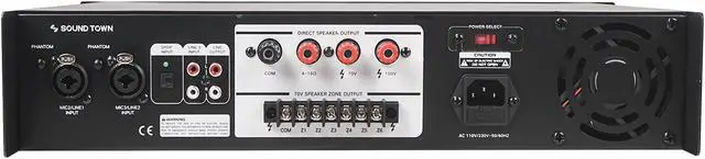 Alt view image 6 of 6 - Sound Town 6-Zone 70V/100V Commercial Amplifier and 6 Wall-Mount 5 Installation Speaker System, for Restaurants, Bars, Cafes, Schools, Churches, Black