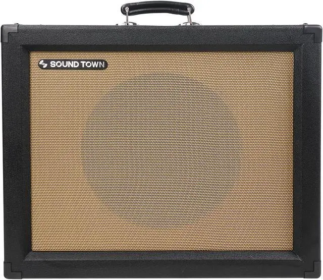 Alt view image 2 of 5 - Sound Town 1 x 12 65W Guitar Speaker Cabinet with Birch Plywood Construction, Black Tolex, Wheat Cloth Grille (GUC112BK)