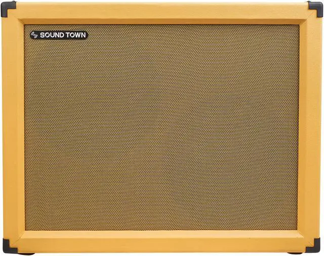 Alt view image 2 of 6 - Sound Town 2 x 12 130W Open-Back Guitar Speaker Cabinet, Birch Plywood, Orange Tolex, Wheat Cloth Grille (GUC212OBOR)
