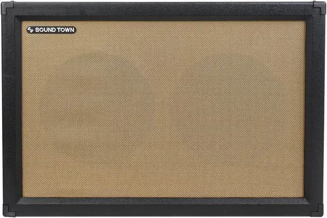 Alt view image 2 of 6 - Sound Town 2 x 12 Guitar Speaker Cabinet, Birch Plywood, Black Tolex, Wheat Cloth Grille (GUC212BK)