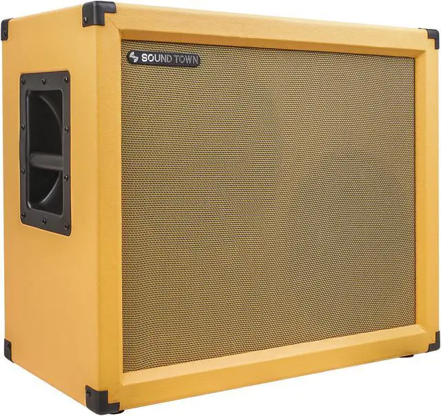 Main image of Sound Town 2 x 12 130W Open-Back Guitar Speaker Cabinet, Birch Plywood, Orange Tolex, Wheat Cloth Grille (GUC212OBOR)