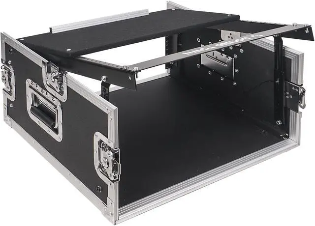 Alt view image 3 of 7 - Sound Town 4-Space PA/DJ Pro Audio Rack/Road ATA Server Case with Slant Mixer Top (STMR-4U)