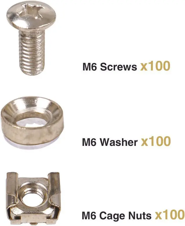 Alt view image 2 of 2 - Sound Town M6 Rack Screws and Cage Nuts, 100 Sets, for Rack Cases, Server Mounting, Enclosures (STCN-M6X100)