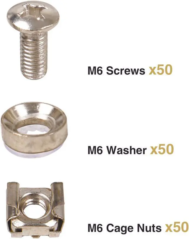 Alt view image 2 of 2 - Sound Town M6 Rack Screws and Cage Nuts, 50 Sets, for Rack Cases, Server Mounting, Enclosures (STCN-M6X50)