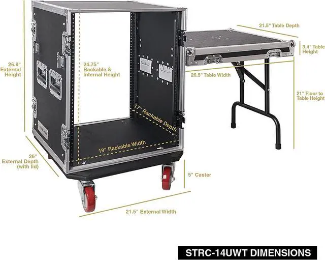 Alt view image 4 of 7 - Sound Town PA DJ Combo with 14U Rack/Road ATA Case w/DJ Work Table, One 10 Outlet AC Power Conditioner/Sequencer (STRC-14TPSA28)